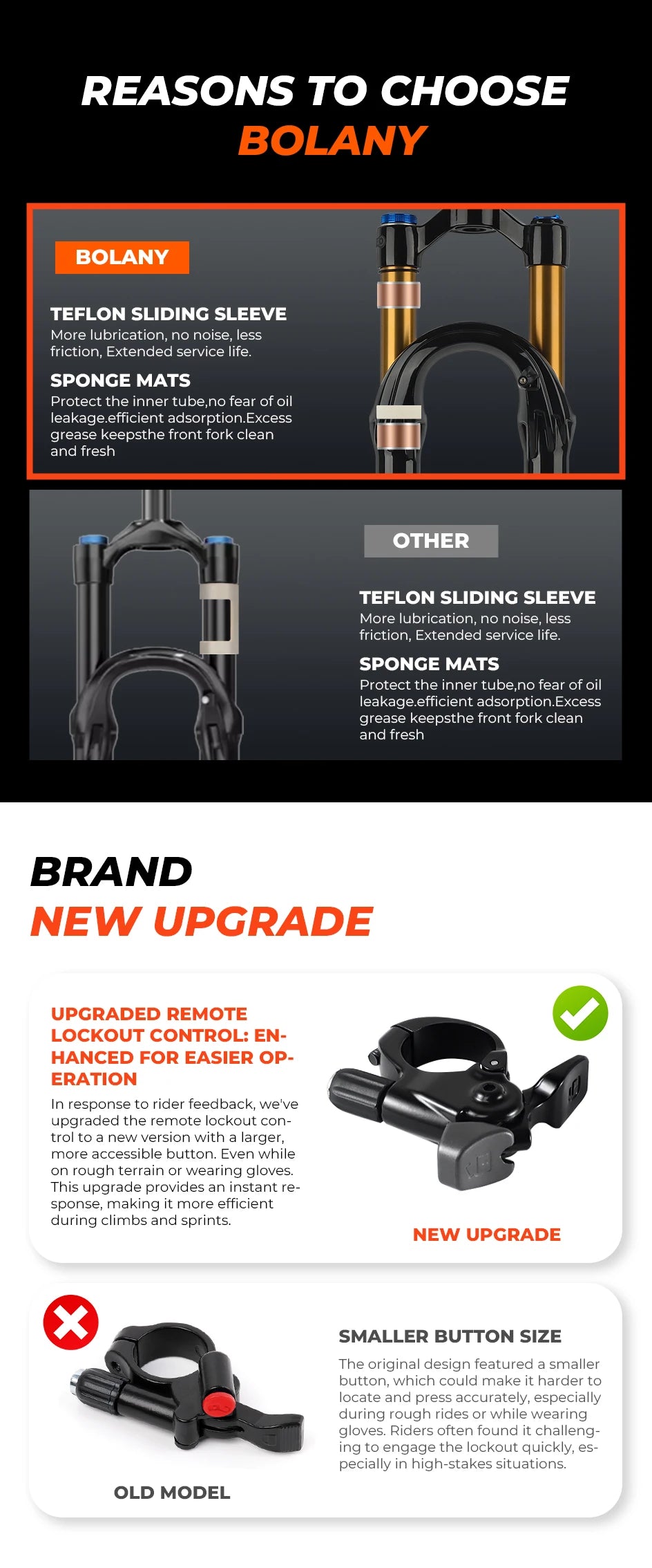 BOLANY Bike Air Fork – 27.5/29inch, 120mm Travel, Lightweight Magnesium Alloy Oil Air Suspension with Quick Release