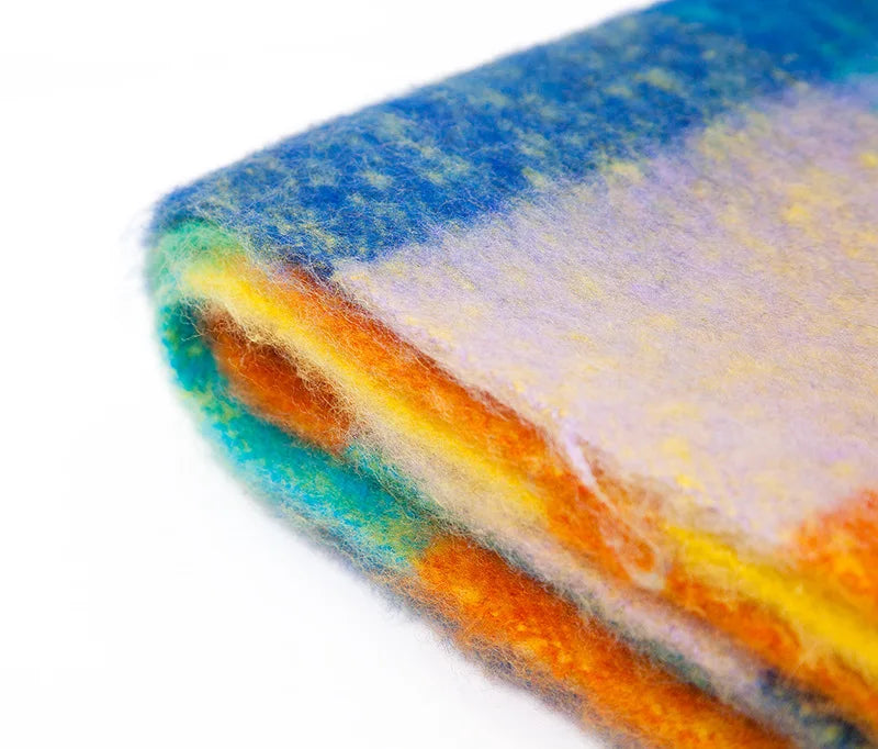 2025 Women's Winter Thick Cashmere Scarf – Warm Pashmina Shawl with Rainbow Tassels & Wraps