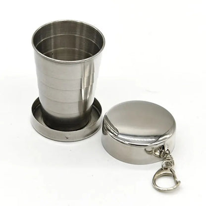 Portable Stainless Steel Telescopic Cups - Folding Drink Cups for Outdoor Camping and Travel