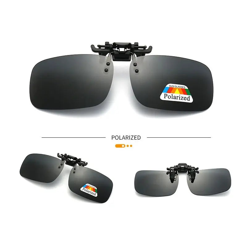 Polarized Clip Sunglasses 2Pcs Set: Myopia Glasses Clip for Driving Fishing Night Vision, Clip-on Sun Shading Eyeglasses