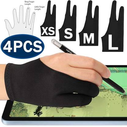 Two-Finger Drawing Glove with Palm Rejection for iPad & Graphic Tablets – Left/Right Hand Artist Glove