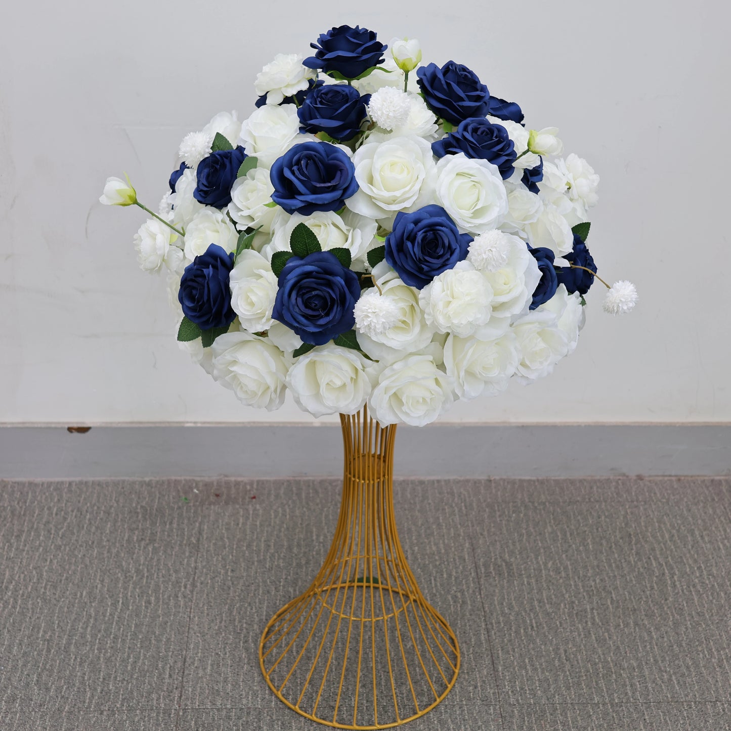 Large White/Blue Rose Flower Ball – 80-30cm Artificial Floral Bouquet for Wedding & Event Table Centerpiece Decoration