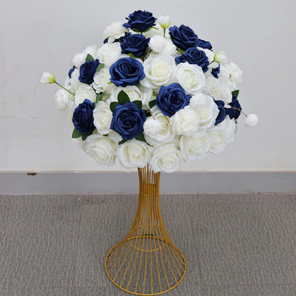 Large White/Blue Rose Flower Ball – 80-30cm Artificial Floral Bouquet for Wedding & Event Table Centerpiece Decoration