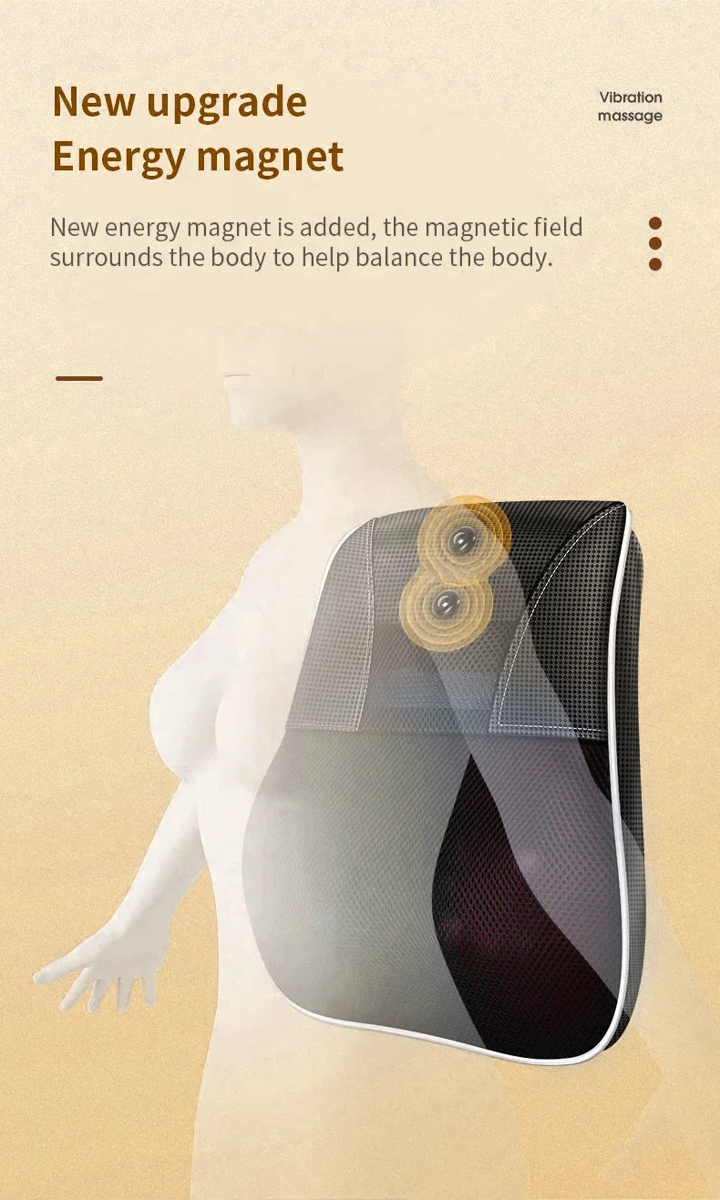 Manufacturer Direct Electric Shiatsu Neck & Head Massager Pillow with Heating and Vibration – Cervical Traction Car Back Massager