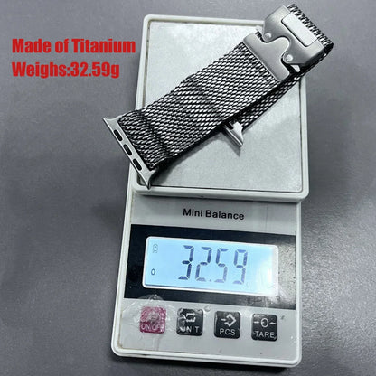 Titanium Band for Apple Watch Ultra 2 (49mm) – Milanese Loop with Secure Parachute Buckle, Compatible with Series 5-10