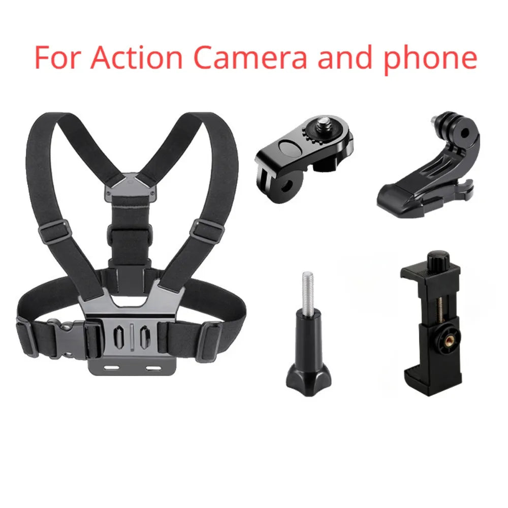Phone Holder Chest Strap Mount – Compatible with GoPro Hero, Insta360 R/X2, DJI OSMO, GoPro, SJCAM, EKEN Action Cameras