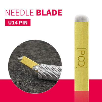 50pcs PCD Microblading Eyebrow Needles – F12/14/19 Tebori Blades for 3D Embroidery Manual Pen