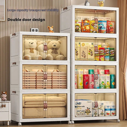 3/4/5 Layers Folding Cabinet Closet Organizer – Stackable Storage Box with Wheels, Large Capacity for Living Room Sundries