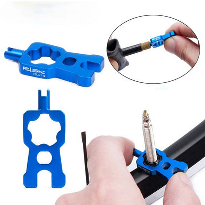 4-in-1 Portable Bicycle Valve Tool – Core Wrench for MTB & Road Bike Installation and Removal, Blue