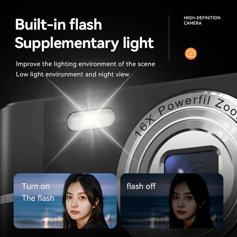 Xiaomi 4K Digital Camera – 50MP, 16X Zoom, Anti-Shake, Flash, Outdoor Student Video Recorder