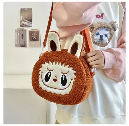 Labu Cartoon Crossbody Plush Bag – Kids Backpack & Shoulder Bag Doll Change Purse, Perfect Gift for Girls