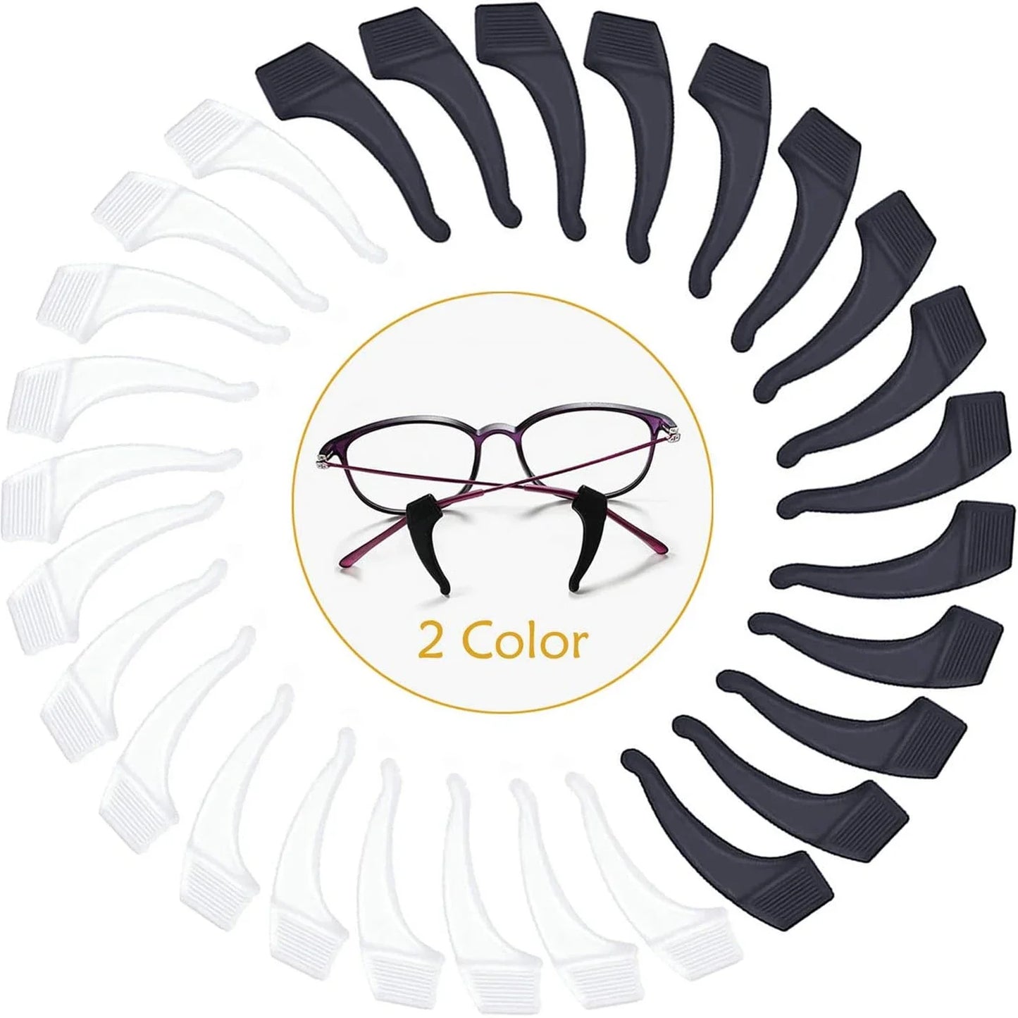 2/40PCS Silicone Ear Hooks for Glasses | Anti-Slip Eyewear Grip, Temple Sleeve & Sunglasses Holder Accessories