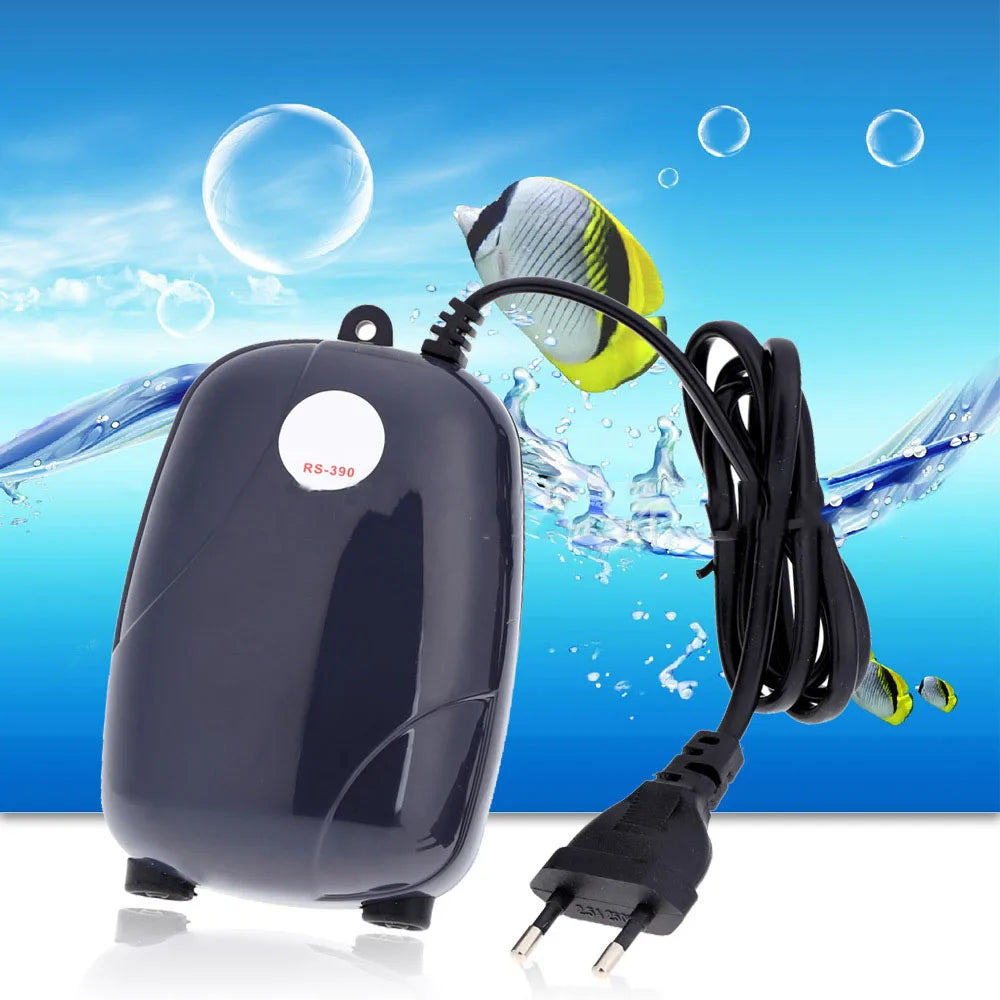 Mini Aquarium Air Pump - Single/Double Outlet Compressor with Check Va ...