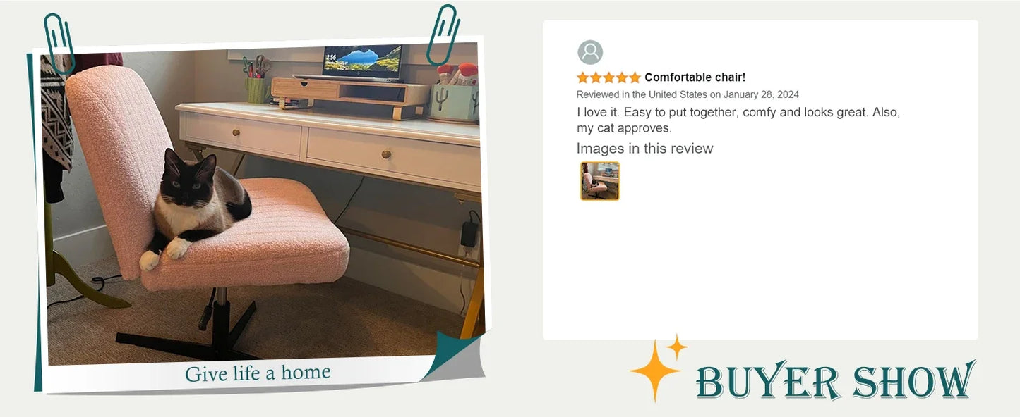 Armless Criss Cross Legged Swivel Office Chair - Wide Desk Chair Without Wheels