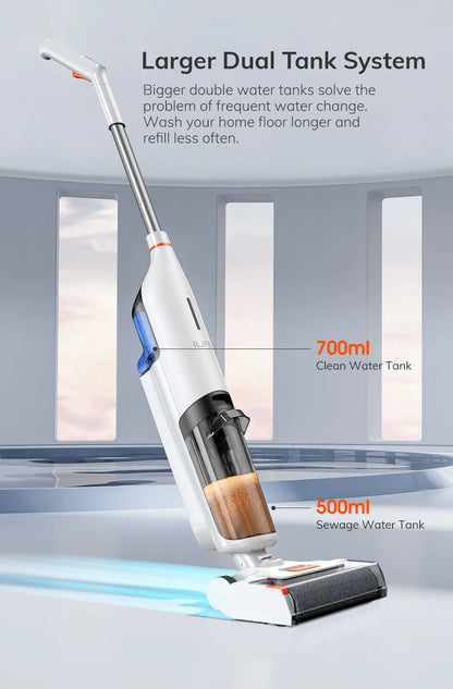 ILIFE W90 Cordless Wet Dry Smart Mop – 5500Pa Suction, Self-Cleaning in 1 Minute, Large Dual Water Tank