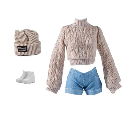 11.5" Doll Clothes Set – Knitted Sweater, Pants, Hat & Shoes for 30cm 1/6 BJD Dolls Accessories