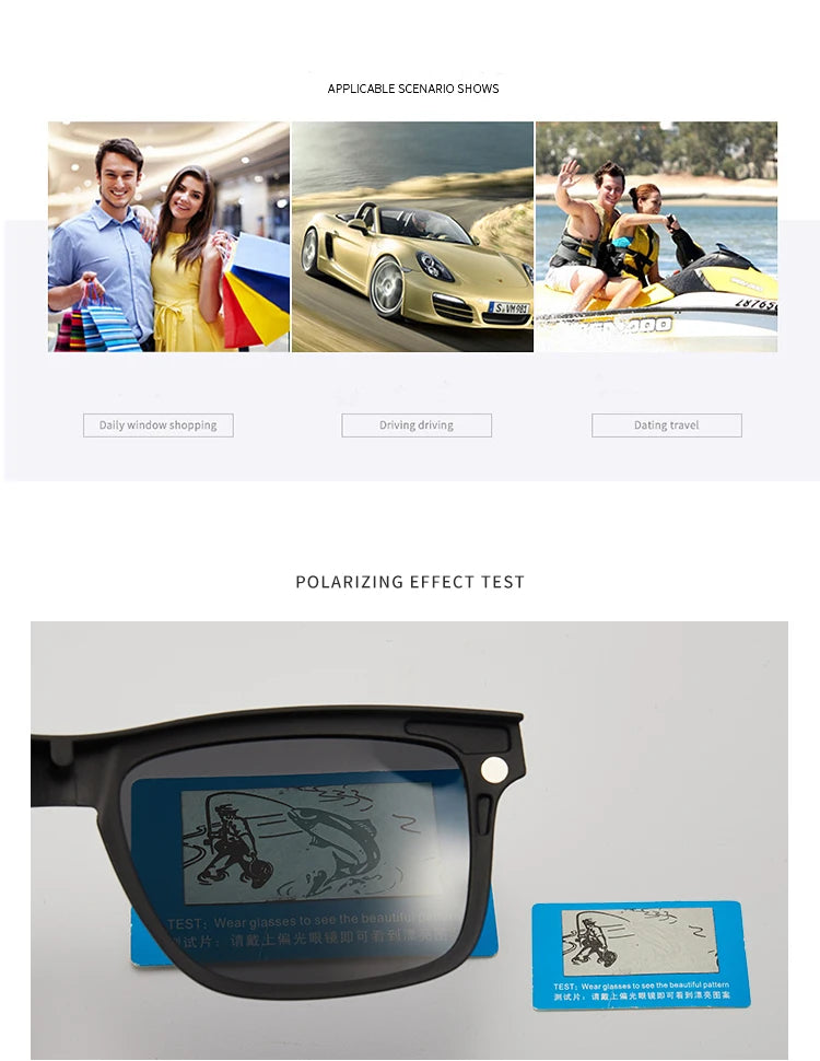 6-in-1 Polarized Magnetic Clip-On Sunglasses – Men & Women Sun Glasses with Frame & Bag