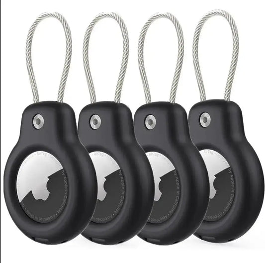 Apple AirTag Secure Holder – Wire Cable Lock Case Keychain for Keys, Luggage Tags, and Key Rings