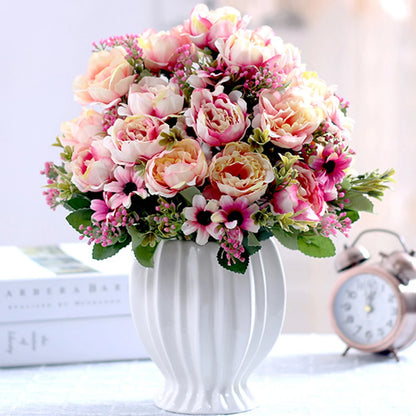 Silk Artificial Flower Bouquet – Peony, Baby’s Breath & Daisy Accessories for Wedding, Home, Room & Party Decoration