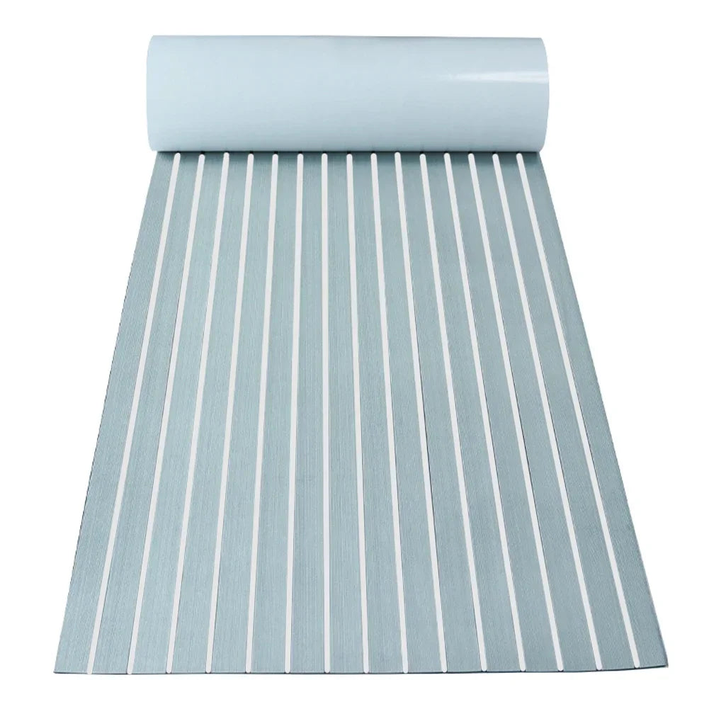 2.4m Self-Adhesive EVA Foam Marine Flooring — Faux Teak Striped Yacht Decking Sheet, 8 Styles in Brown, Gray, Gold & Black