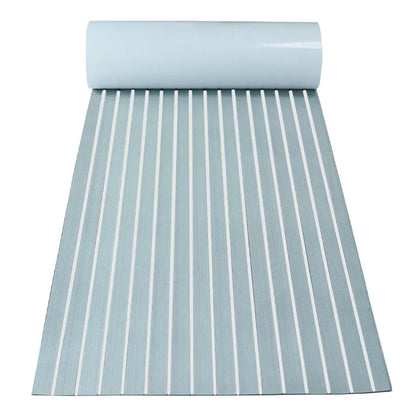 2.4m Self-Adhesive EVA Foam Marine Flooring — Faux Teak Striped Yacht Decking Sheet, 8 Styles in Brown, Gray, Gold & Black