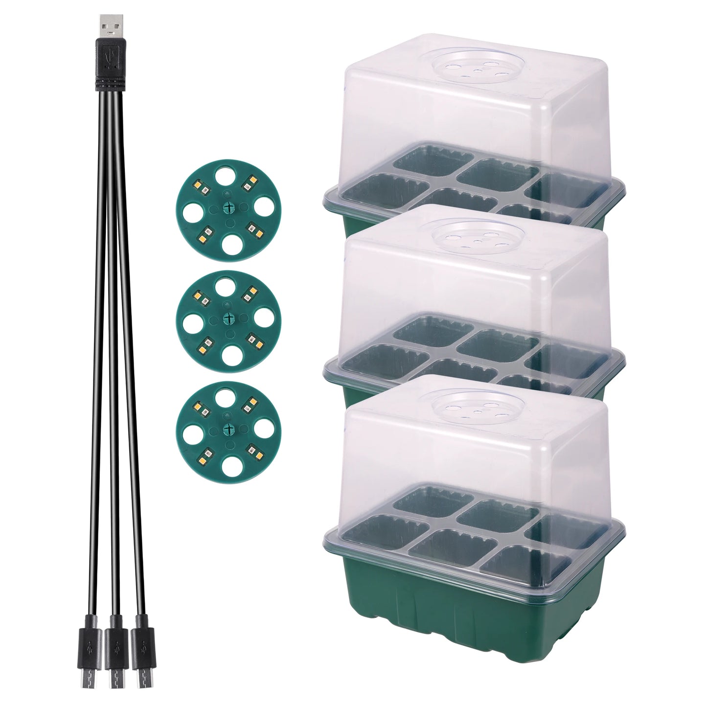 LED Grow Light with 6/12-Hole Seed Starter Trays — Indoor Plant Germination & Seedling Growing Box