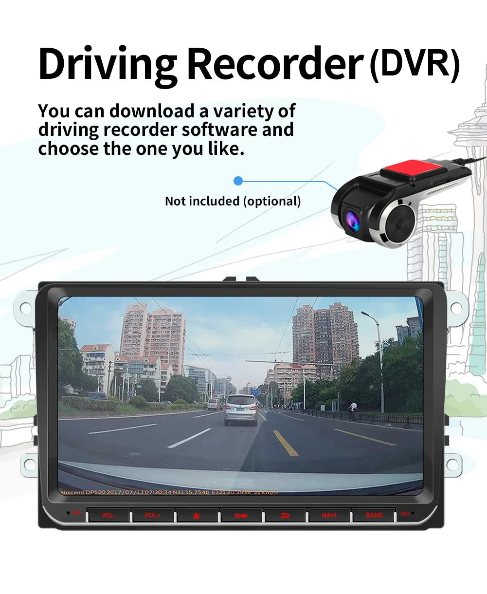 2DIN Android Car Radio for Volkswagen Golf 5/6, Polo, Passat B6/B7, CC, Skoda, Jetta - Multimedia, CarPlay, Wifi & GPS Navigation