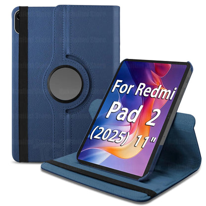 Redmi Pad 2 11″ 2025 Case — PU 360° Rotating Stand with Sleep/Wake Function Cover