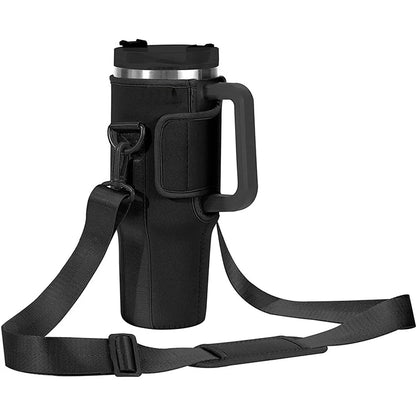 Water Bottle Carrier Bag — Adjustable Shoulder Strap Holder for 40oz Tumbler with Handle