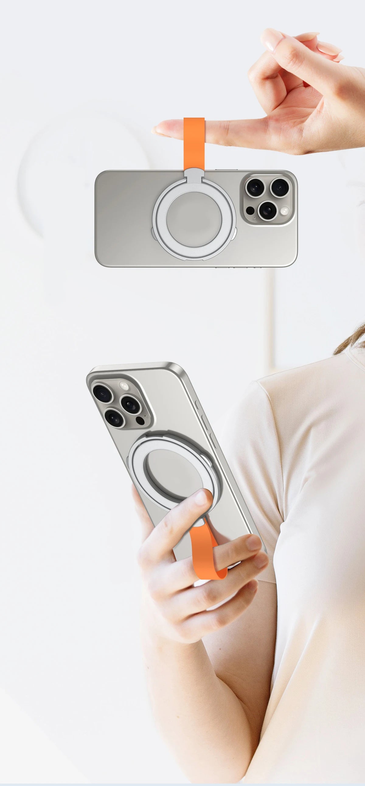 MagSafe Metal Strong Magnetic Suction Phone Holder - 360° Rotating, Folding Ring, Alloy, Portable & Universal Desktop Stand