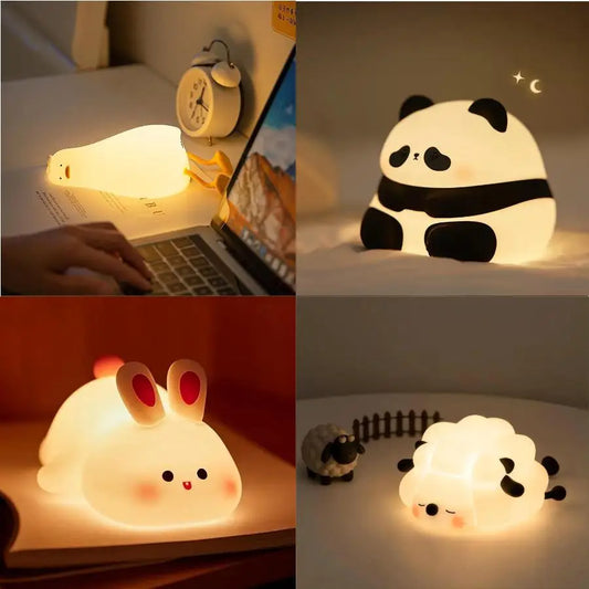 LED Silicone Rabbit Night Light – Touch Sensor Cute Animal Lamp, Bedroom & Kids Table Lamp, Home Decor Gift for Baby and Child