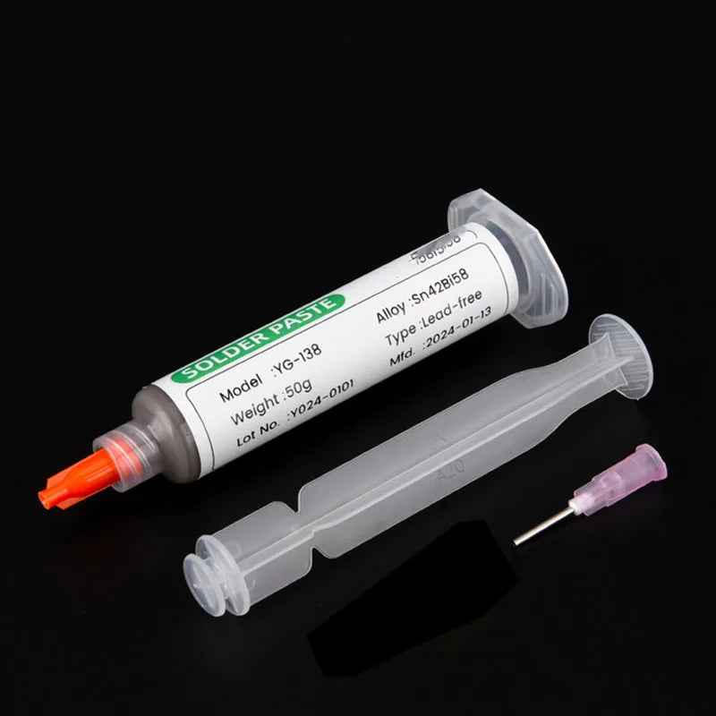 138/183℃ Solder Paste Syringe Flux for SMD BGA IC PCB Repair – Tin Welding Paste with Needle Tube