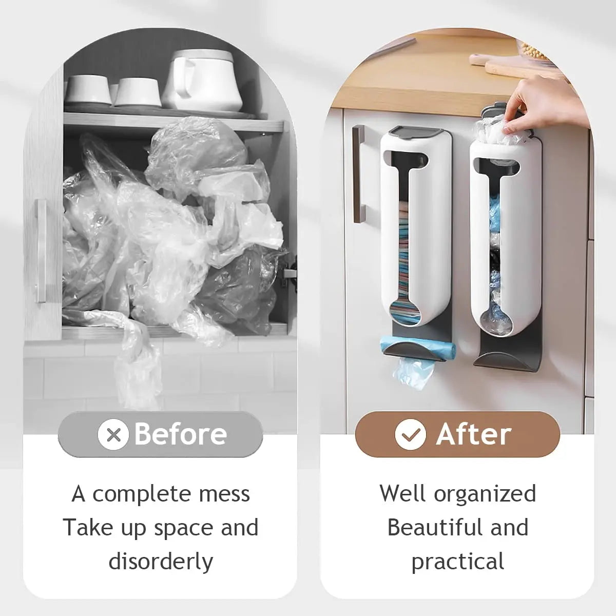 Wall-Mounted Kitchen Grocery Bag Holder - Convenient Plastic Bag Dispenser and Organizer, Space-Saving Old Bags Saver