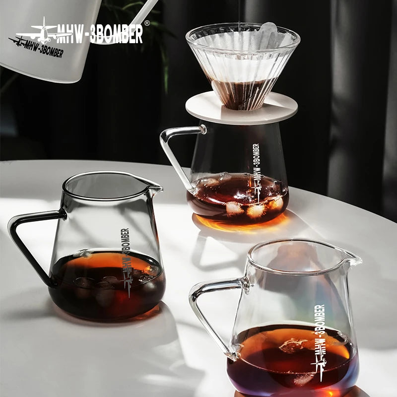 MHW-3BOMBER 500ml Glass Coffee Server — Espresso Dripper & Pour-Over Brewer Pot for Home Kitchen