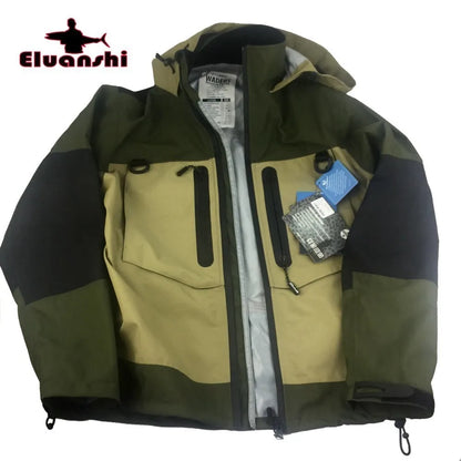 ELUANSHI Waterproof Fly Fishing Wader Jacket – Breathable Wading Clothing Apparel