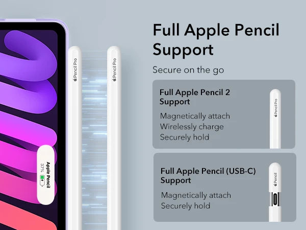 ESR Kickstand Case for iPad Mini 6/7 – Hybrid Protection Clear Back Cover with Stand & Pencil Support