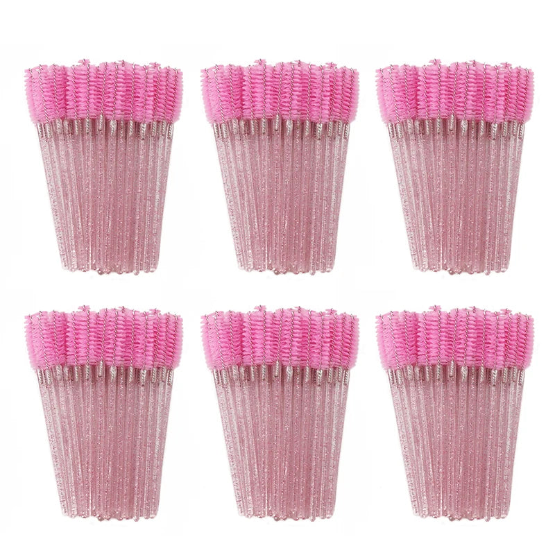 ANNAFRIS 50pcs Disposable Eyelash & Eyebrow Brushes — Soft Crystal Lash Extension Mascara Wands Makeup Tools