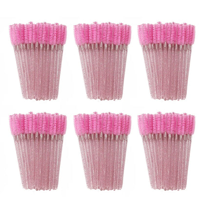 ANNAFRIS 50pcs Disposable Eyelash & Eyebrow Brushes — Soft Crystal Lash Extension Mascara Wands Makeup Tools