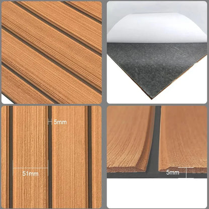 240×60×0.5cm Self-Adhesive EVA Foam Teak Sheet — Synthetic Marine Decking Mat for Car, Boat, Yacht, Sea Swim, Cozy Flooring Pad