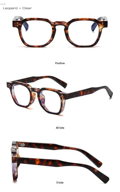 JNPCXI Vintage Rivet Oval Sunglasses – Fashion Leopard Frame Luxury Eyewear for Men & Women, Anti Blue Light Glasses