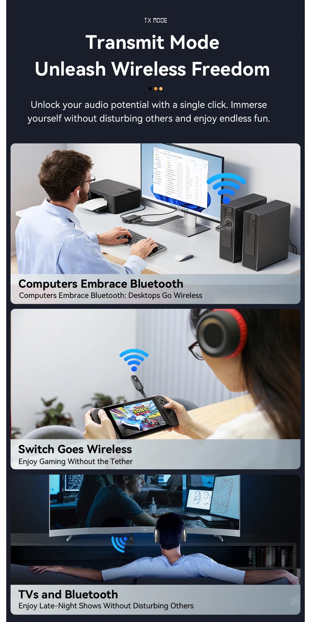 Essager Bluetooth 5.1 Audio Receiver & Transmitter – 3.5mm AUX Wireless Adapter with Mic for PC, TV, Car & Speakers