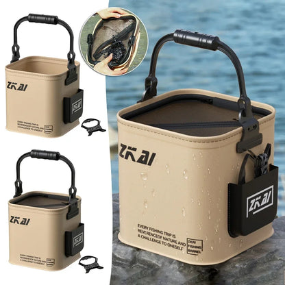8L/13L Folding Fishing Bucket – Multifunction Waterproof Outdoor Camping Bucket with Ergonomic Handle