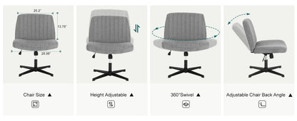 Armless Criss Cross Legged Swivel Office Chair - Wide Desk Chair Without Wheels