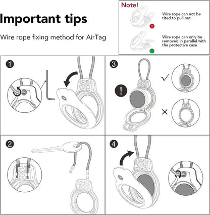 Apple AirTag Secure Holder – Wire Cable Lock Case Keychain for Keys, Luggage Tags, and Key Rings