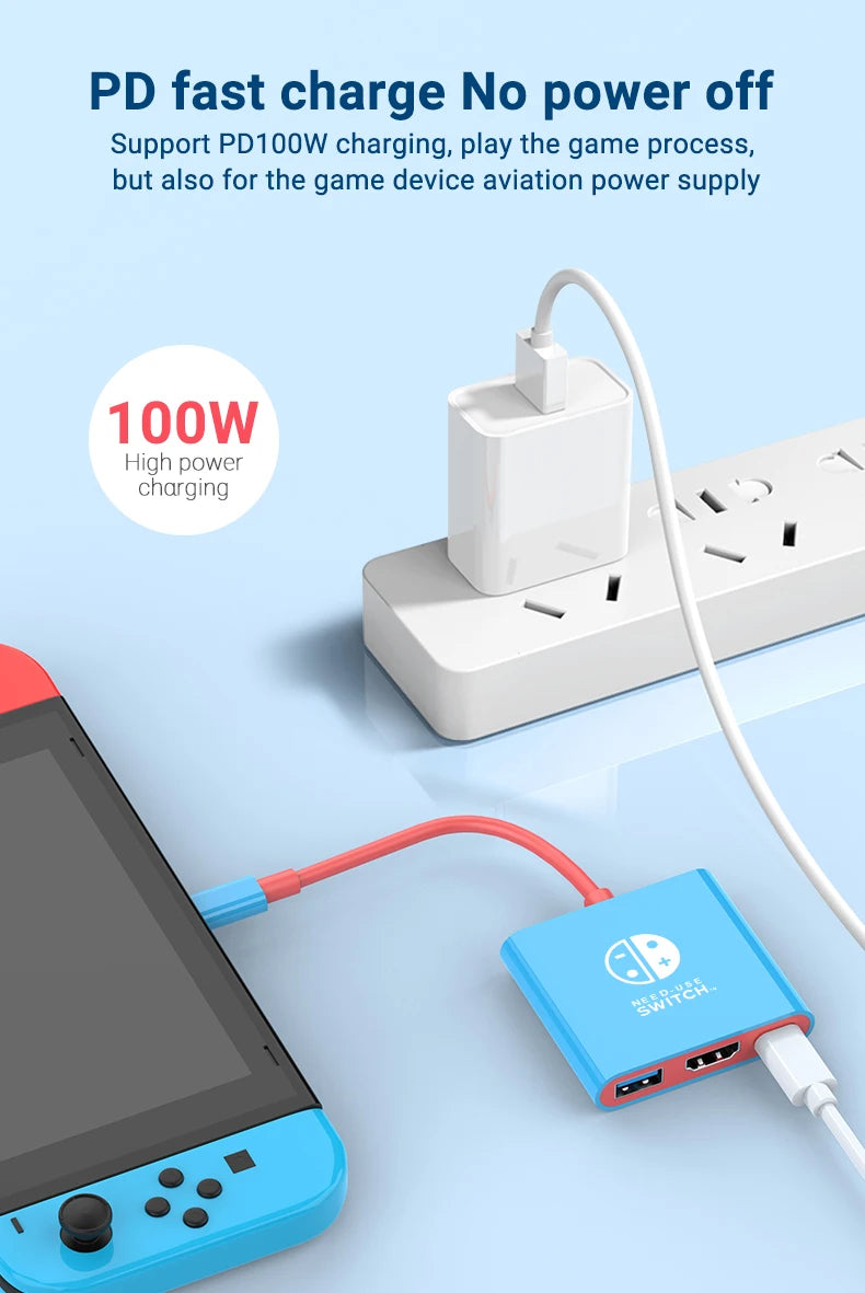 Portable Nintendo Switch Docking Station — Type-C Hub with HDMI & USB 3.0 for Travel Gaming