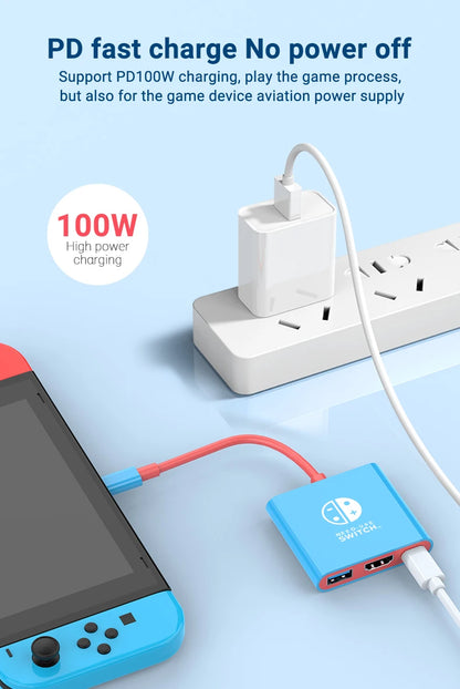 Portable Nintendo Switch Docking Station — Type-C Hub with HDMI & USB 3.0 for Travel Gaming