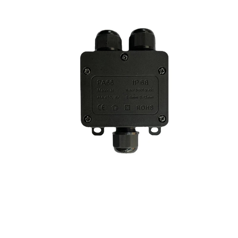 IP68 Outdoor Waterproof Junction Box - Black 3 Way Mini Connector Box ...
