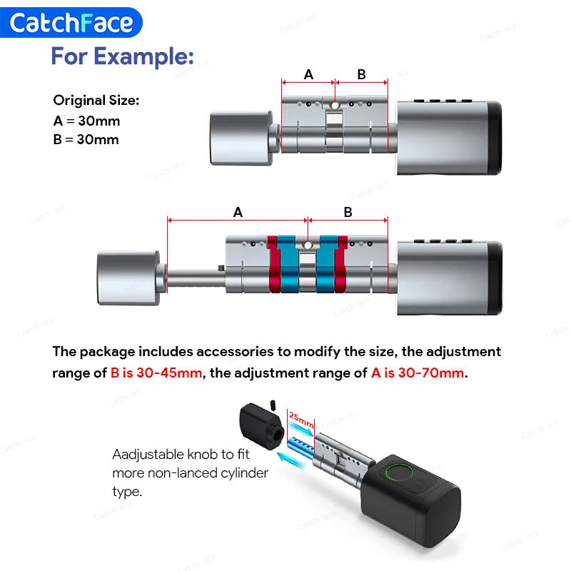 V1 Pro+ Smart Door Lock – TUYA App Adjustable Fingerprint, Password & RFID Cylinder for Home Security