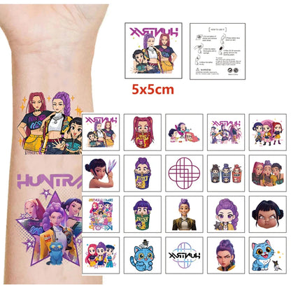 20pcs Cartoon K-Pop Demon Hunters Rumi Temporary Tattoo Stickers – Fun Party Gift Set