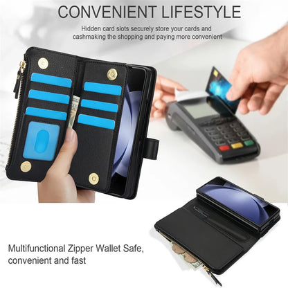 Leather Wristband Wallet Case for Samsung Galaxy Z Fold 3/4/5/6 – Shock Resistant Protective Cover